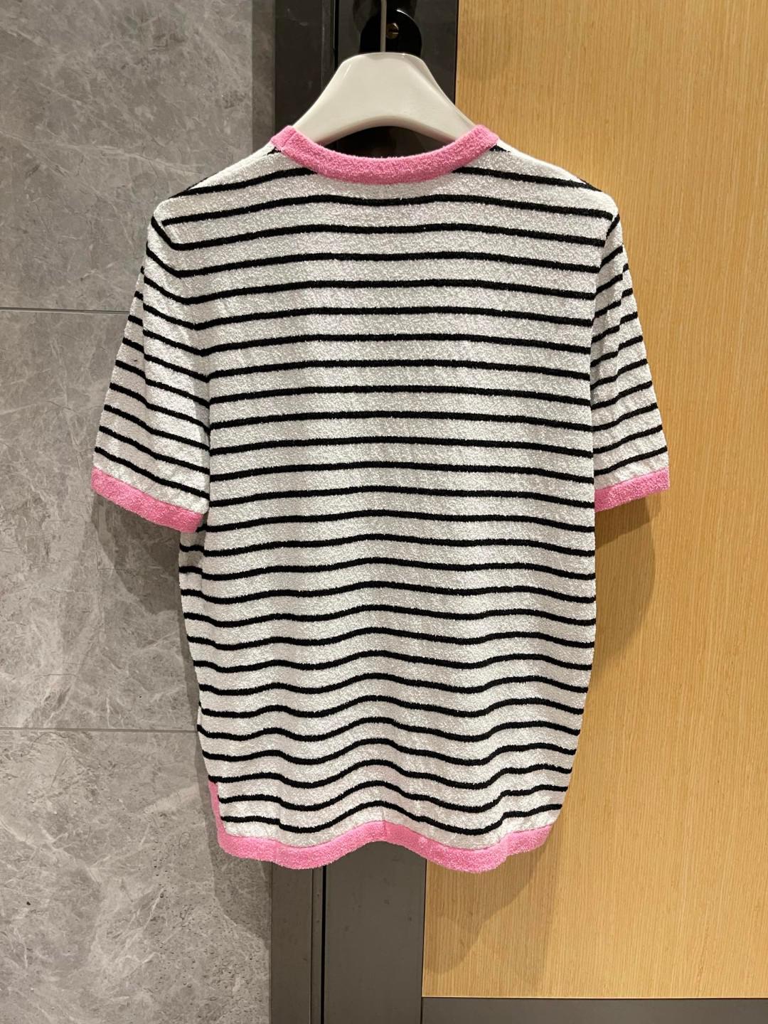 Футболка Chanel Black Horizontal Black Lines Print "White" фото № 7