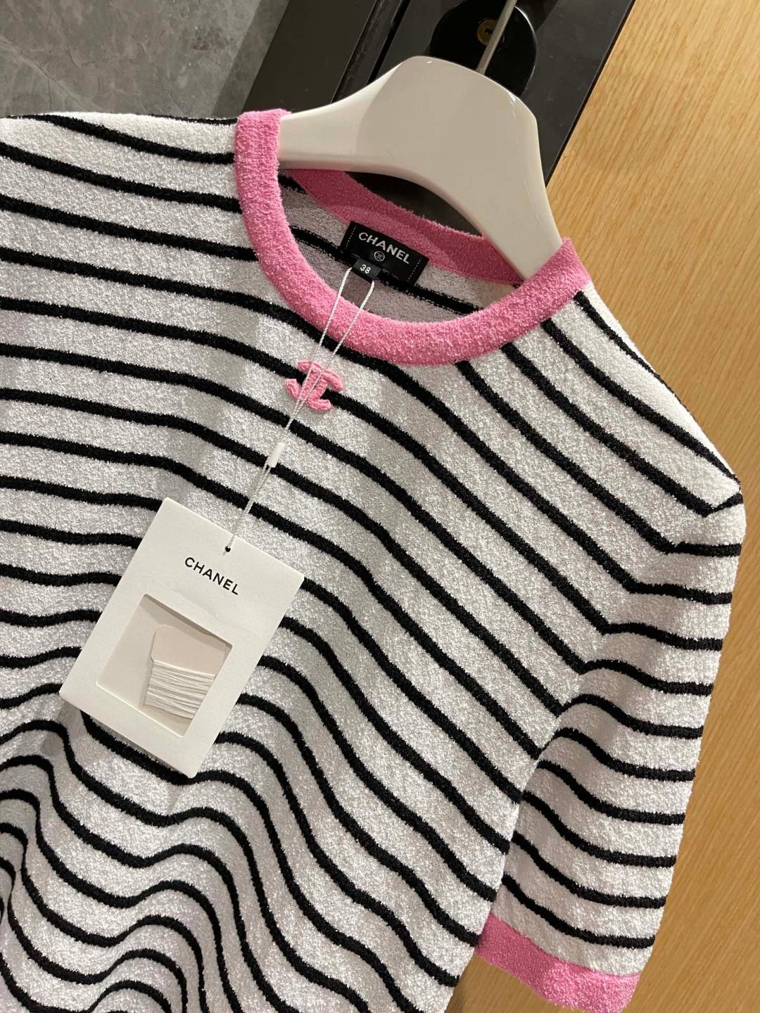 Футболка Chanel Black Horizontal Black Lines Print "White" фото № 5