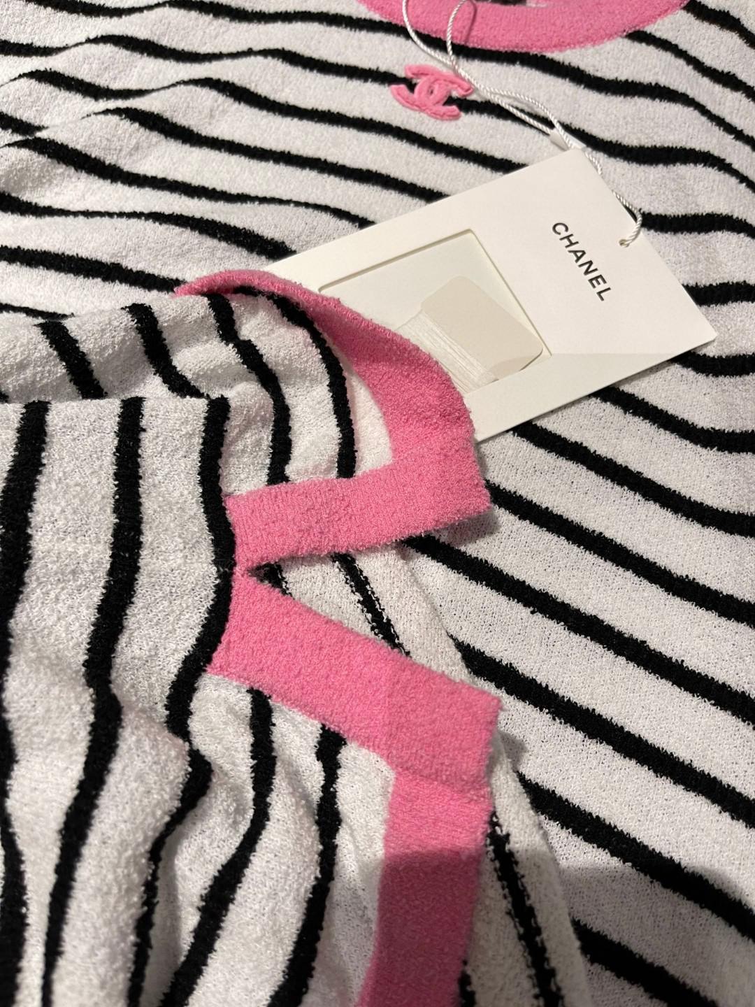 Футболка Chanel Black Horizontal Black Lines Print "White" фото № 4