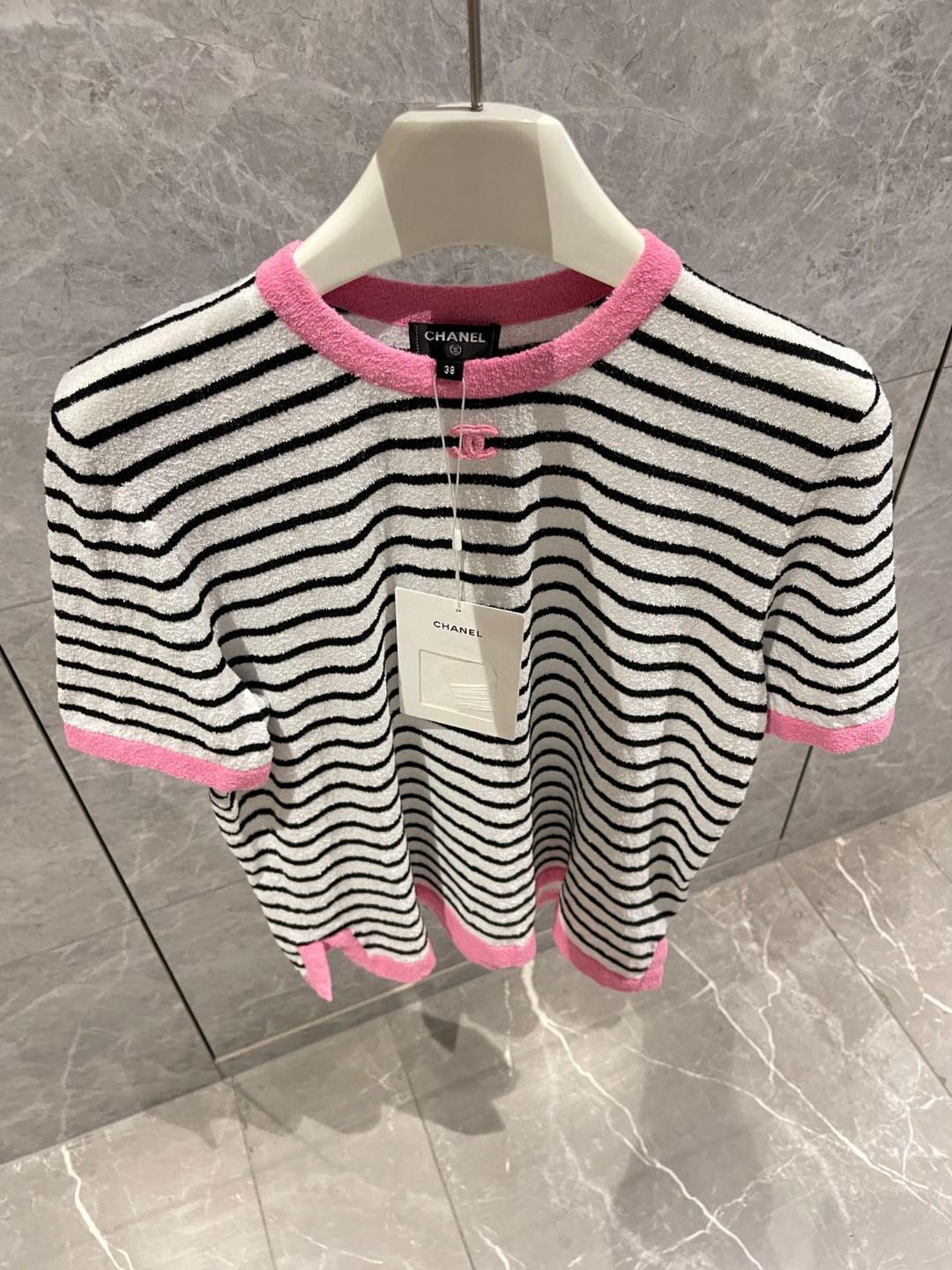 Футболка Chanel Black Horizontal Black Lines Print "White" фото № 3