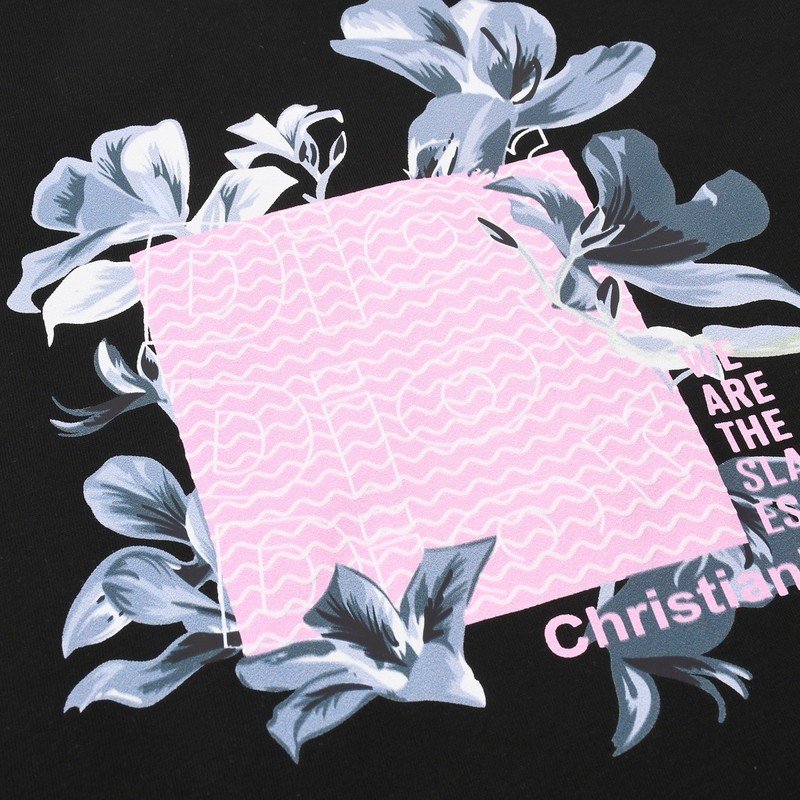 Футболка Christian Dior With Beautiful Floral Print "Black" фото № 6