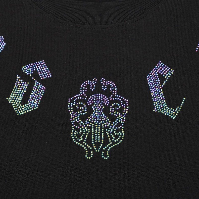 Футболка Chrome Hearts With Logo Made Of Colored Crystals "Black" фото № 7