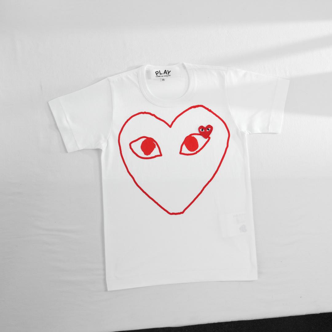 Футболка Comme des Garçons Play Red Heart Outline "White" фото № 2