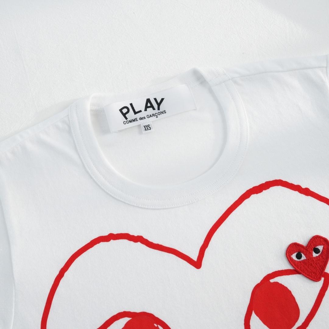 Футболка Comme des Garçons Play Red Heart Outline "White" фото № 3