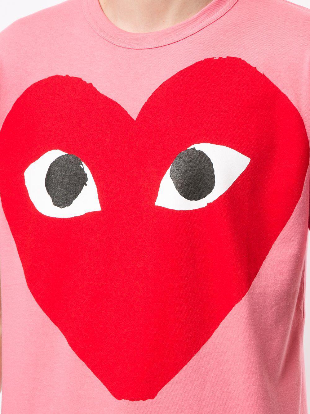 Футболка Comme des Garçons Play Red Heart Eyes "Pink" фото № 2