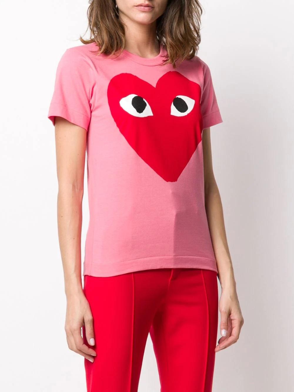 Футболка Comme des Garçons Play Red Heart Eyes "Pink" фото № 7