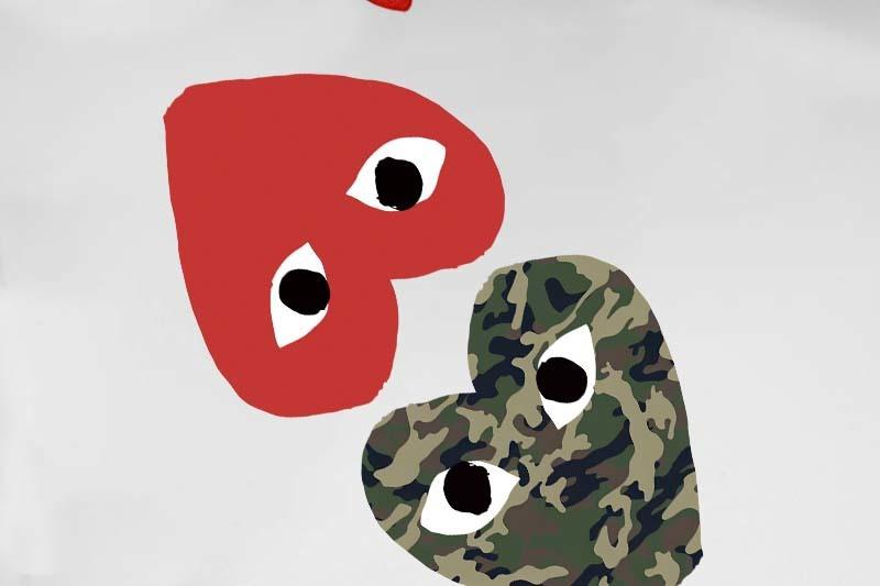 Футболка Comme des Garçons Play Camouflage Heart Eyes "White" фото № 3