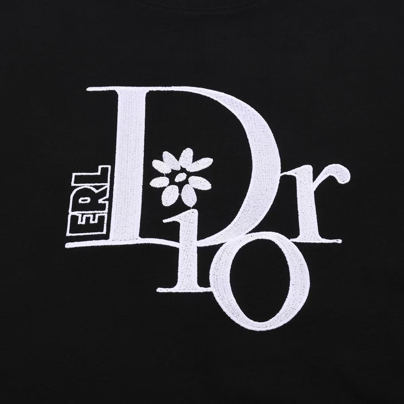 Футболка Dior Logo With A Flower "Black" фото № 7