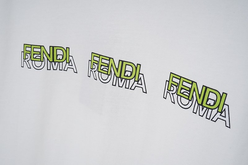 Футболка Fendi Green Reteating Logo Inscription "White" фото № 4
