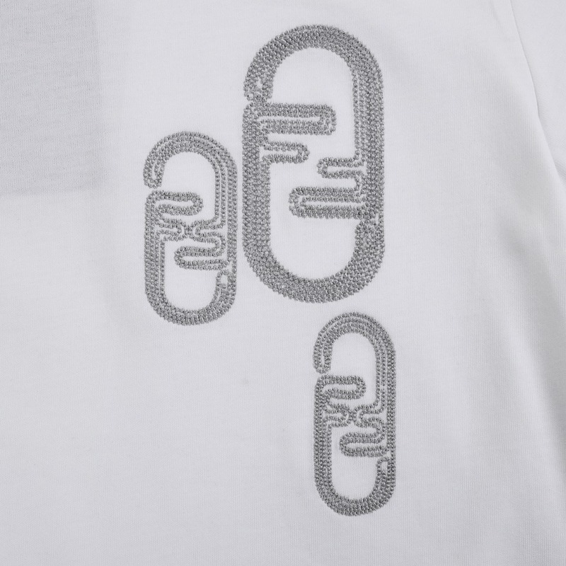 Футболка Fendi Emblem Of Rhinestones "White" фото № 3