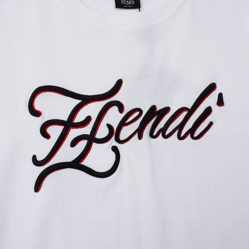 Футболка Fendi With Black And Red Logo "White" фото № 3