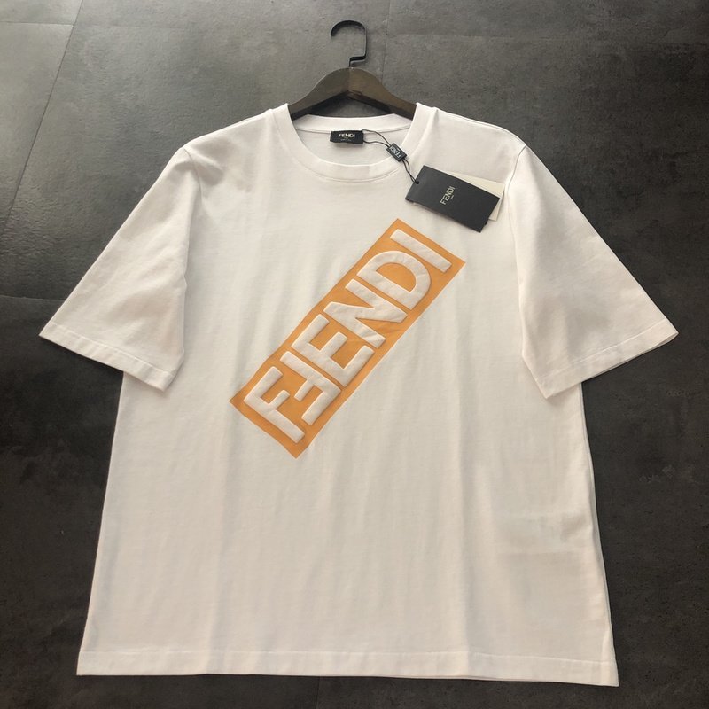 Футболка Fendi With Big Yellow Logo "White" фото № 2