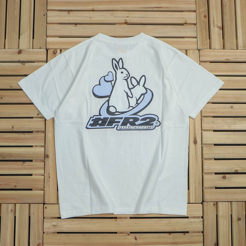 Футболка FR2 Logo Front And Two Rabbits With Hearts Back "White" фото № 2