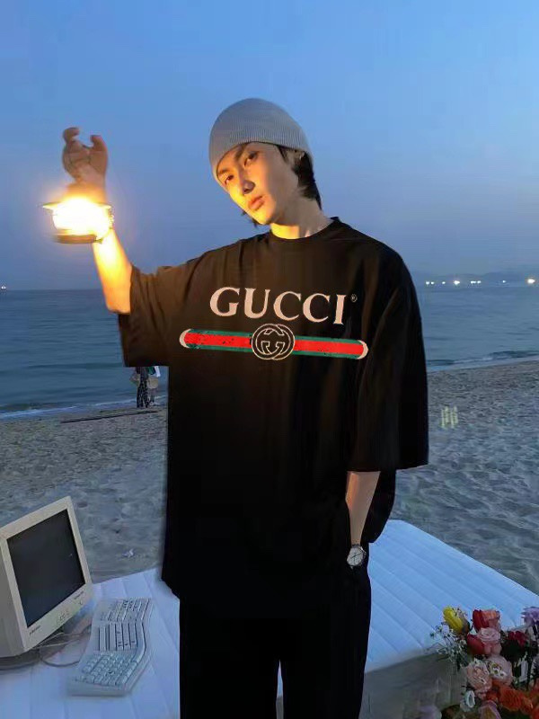 Футболка Gucci Big Word "Black" фото № 5