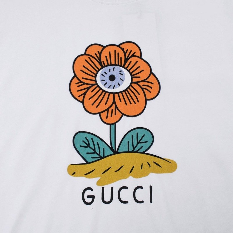 Футболка Gucci Orange Flower Print "White" фото № 5