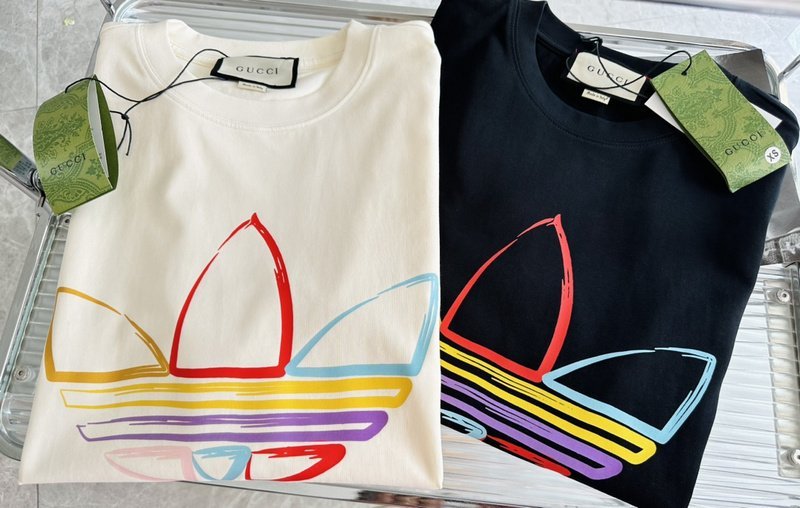 Футболка Gucci X Adidas With Motley Logo "Black" фото № 5