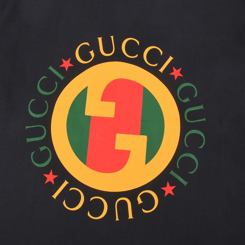 Футболка Gucci With Bright Emblem And Text Logo "Black" фото № 4