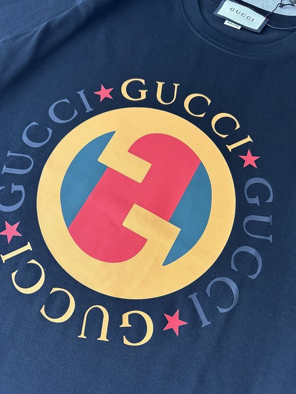 Футболка Gucci With Bright Round Logo "Black" фото № 3
