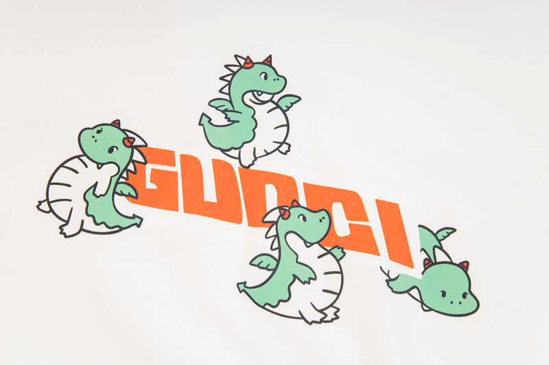Футболка Gucci Green Dragons "White" фото № 3
