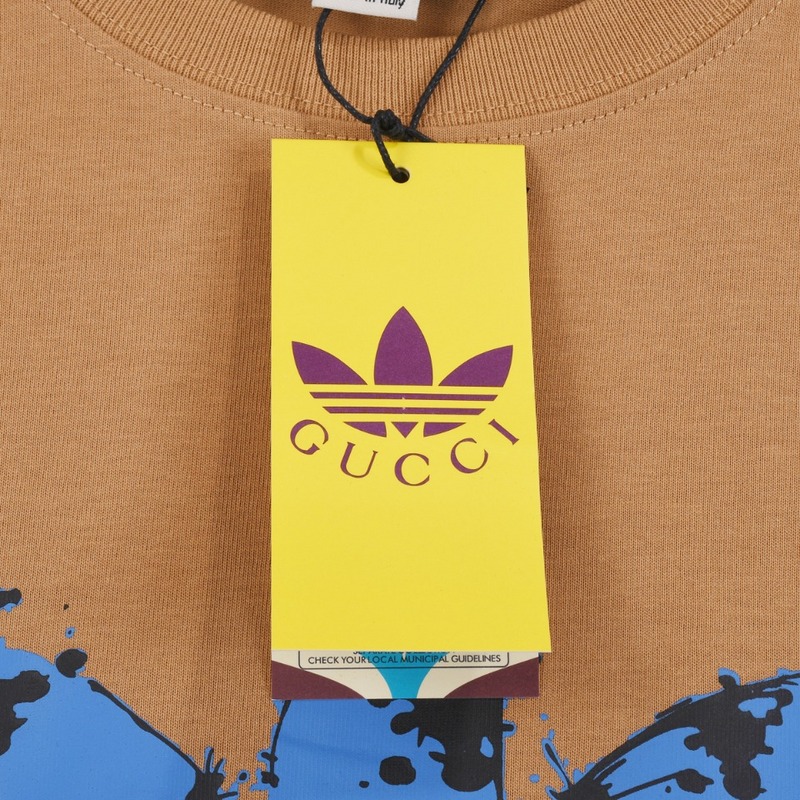 Футболка Gucci X Adidas Logo In The Center "Brown" фото № 2