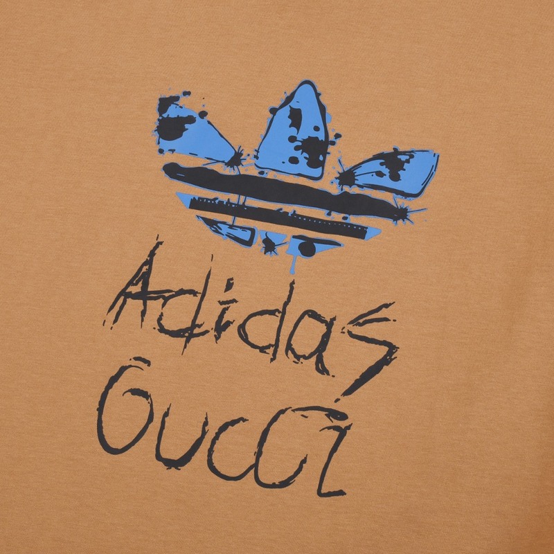 Футболка Gucci X Adidas Logo In The Center "Brown" фото № 6