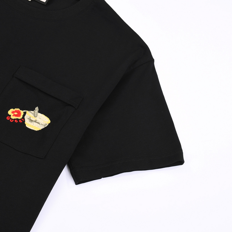 Футболка Gucci Embroidery Flower In A Pot "Black" фото № 2