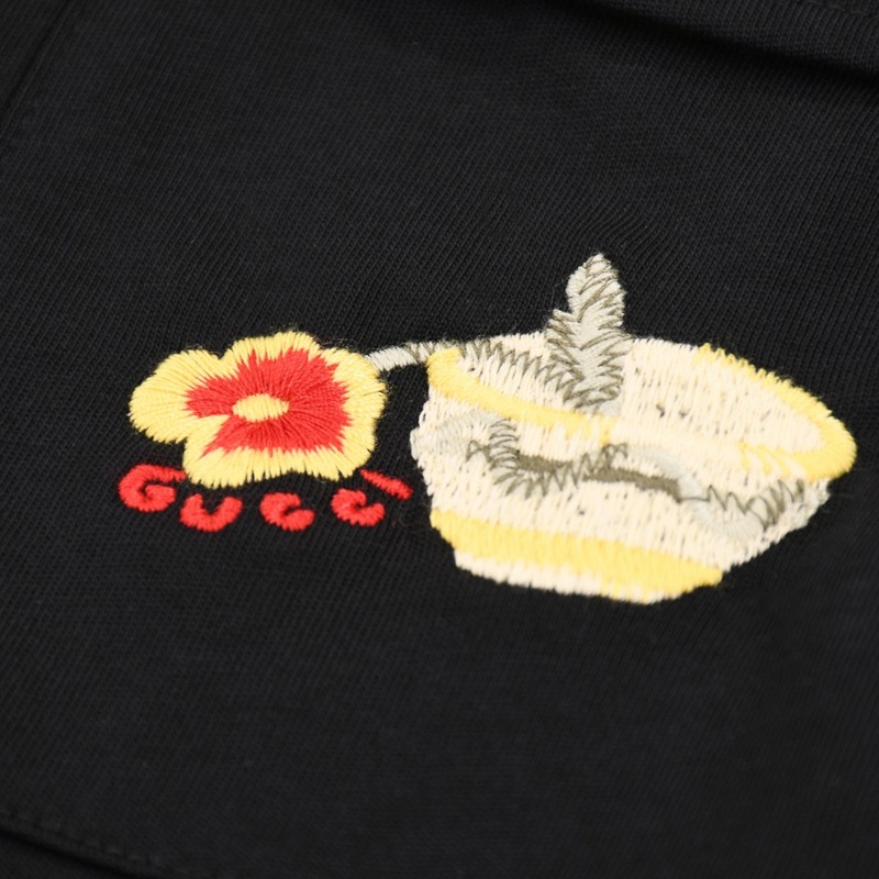 Футболка Gucci Embroidery Flower In A Pot "Black" фото № 4