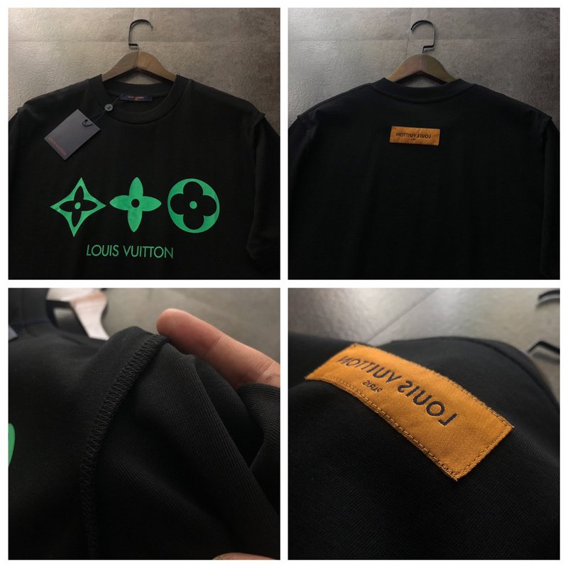 Футболка Louis Vuitton Three Green Emblems "Black" фото № 2