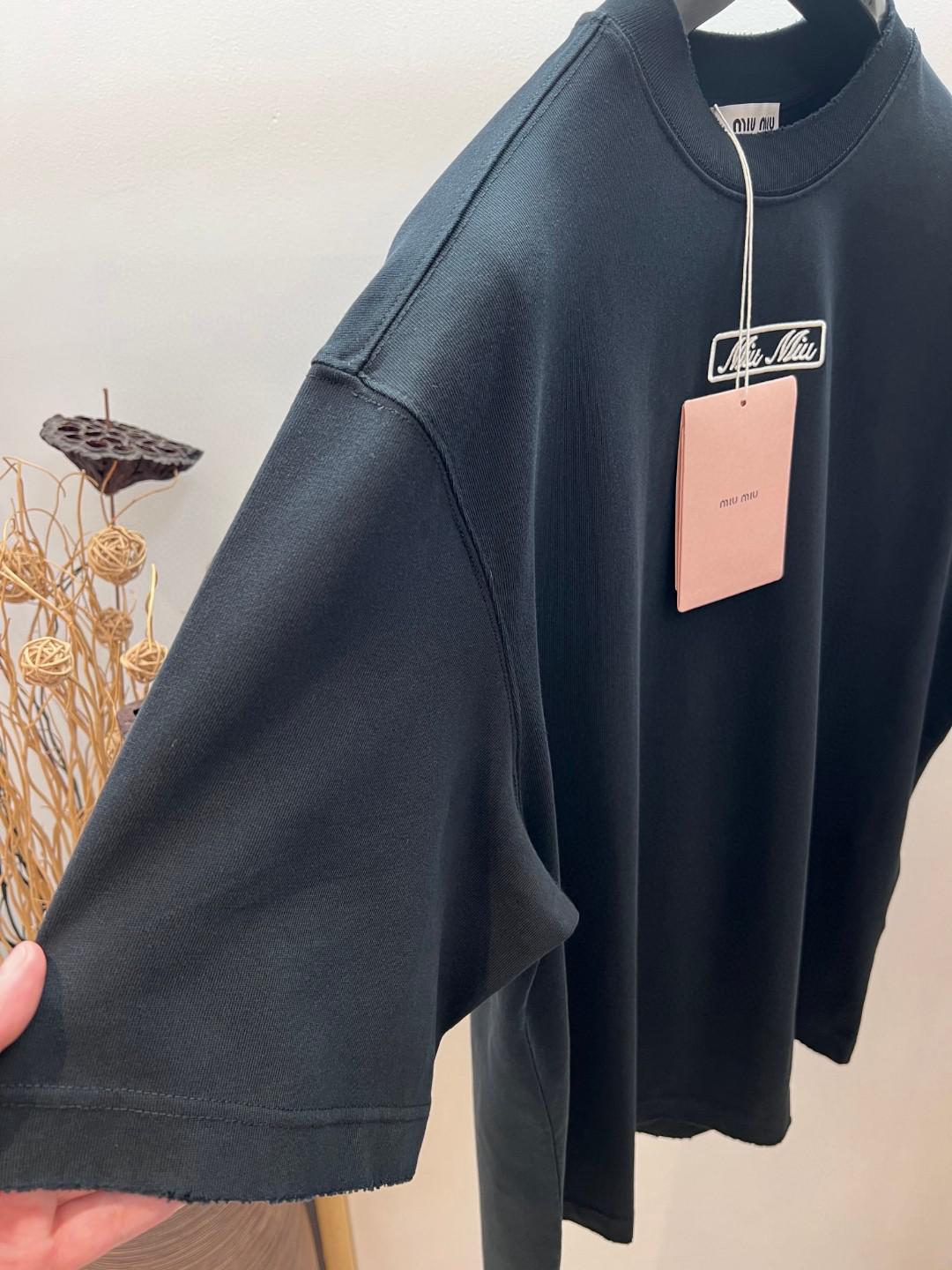 Футболка Miu Miu Frontside Handwritten Logo Miu Miu "Blue" фото № 5