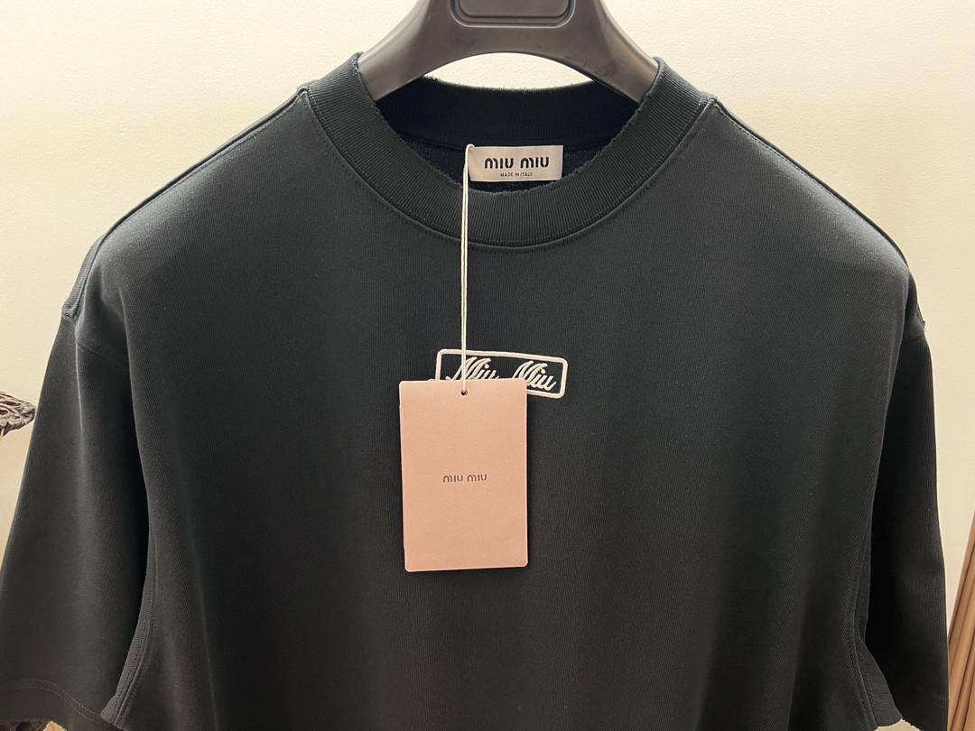 Футболка Miu Miu Frontside Handwritten Logo Miu Miu "Blue" фото № 2