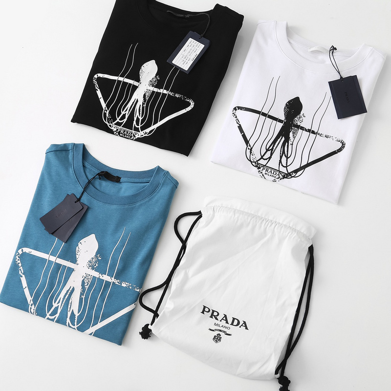 Футболка Prada Outline Octopus Logo "Blue" фото № 9