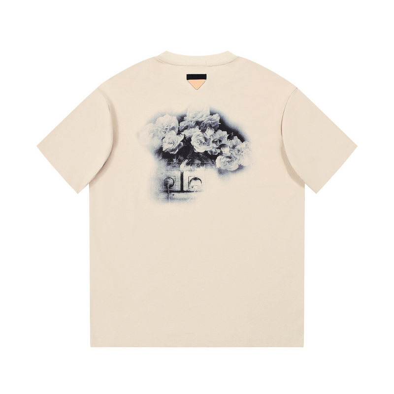 Футболка Prada Picture With Flowers "Beige" фото № 2