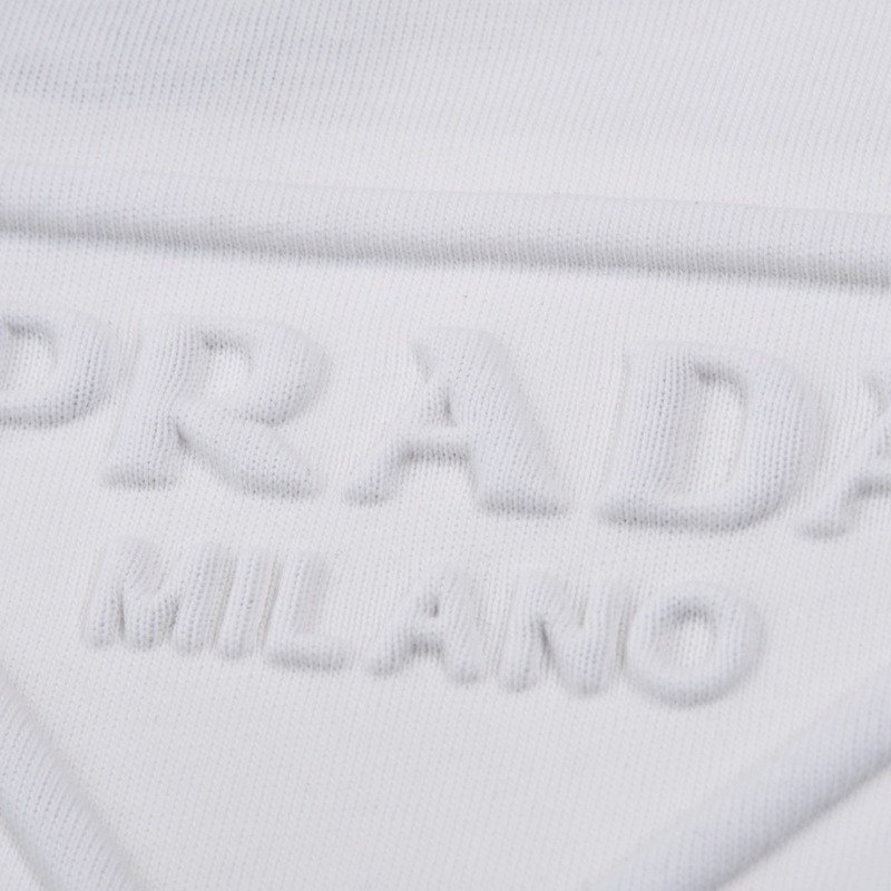 Футболка Prada Solid Color With Triangular Logo "White" фото № 3