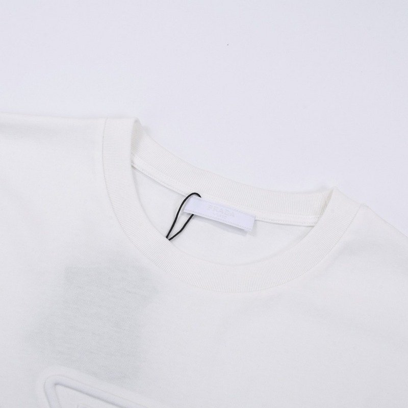 Футболка Prada Solid Color With Triangular Logo "White" фото № 5