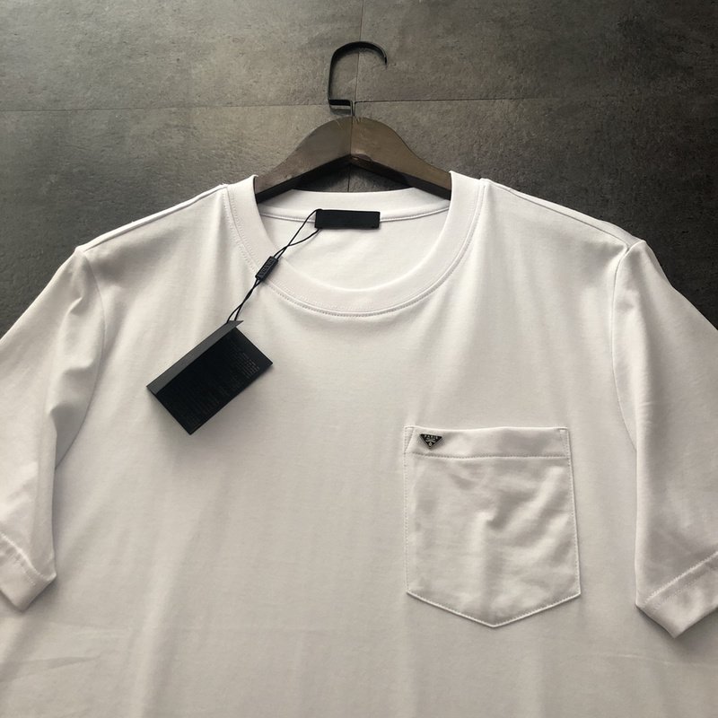 Футболка Prada With Brand Badge On The Pocket "White" фото № 5