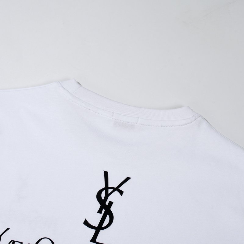 Футболка Saint Laurent With Emblem And Text Logo "White" фото № 2