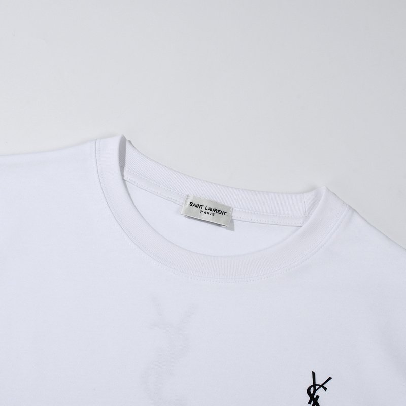 Футболка Saint Laurent With Emblem And Text Logo "White" фото № 3