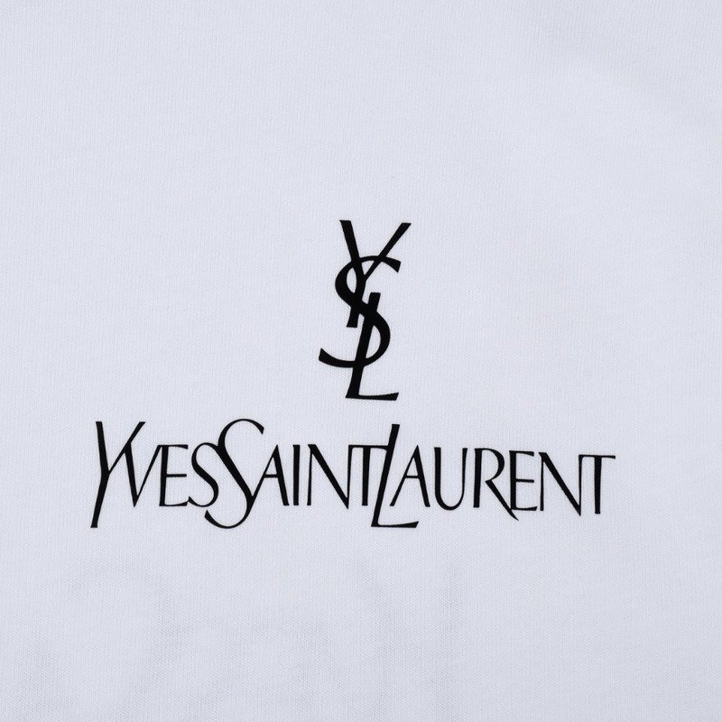 Футболка Saint Laurent With Emblem And Text Logo "White" фото № 6