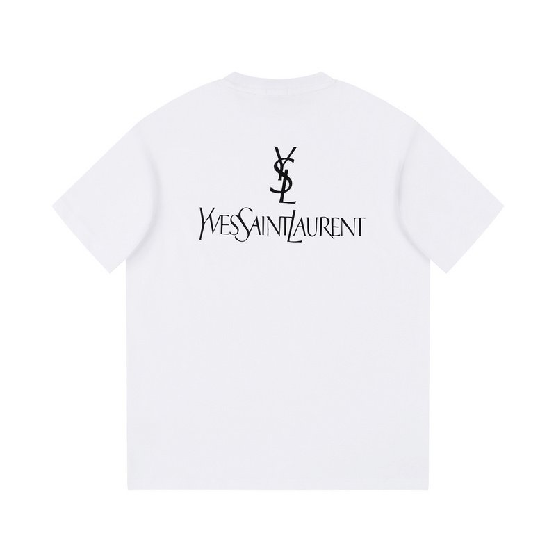Футболка Saint Laurent With Emblem And Text Logo "White" фото № 4