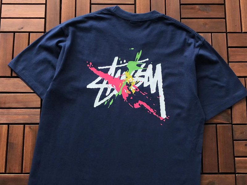 Футболка Stussy Logo With Bright Blots "Blue" фото № 2