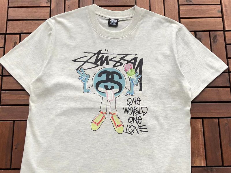 Футболка Stussy Figure With Inscription One World One Love "Gray" фото № 2
