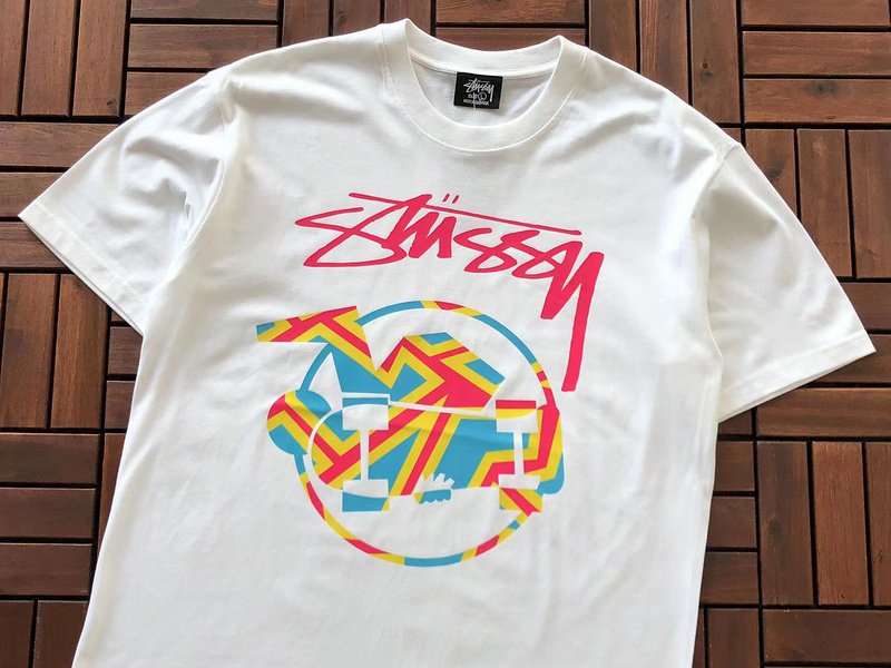 Футболка Stussy Colorful Circle With Image Inside And Logo "White" фото № 2