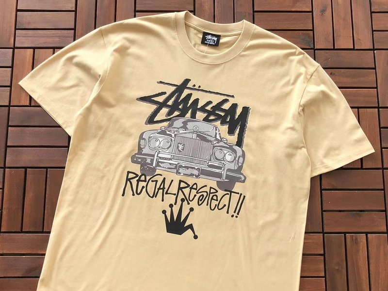 Футболка Stussy Car Print With Inscription "Beige" фото № 2