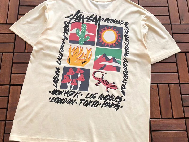 Футболка Stussy Nature Prints In Squares "Beige" фото № 2