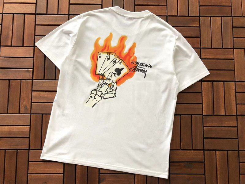 Футболка Stussy Burning Playing Cards Print "White" фото № 3