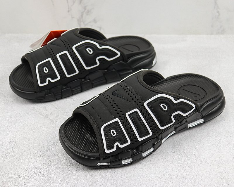 Nike Air More Uptempo Slide "Black/White/Silver" фото № 7