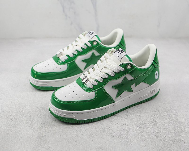 A Bathing Ape Bape Sta Patent Leather “White/Green” фото № 5