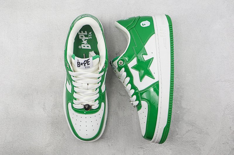 A Bathing Ape Bape Sta Patent Leather “White/Green” фото № 6