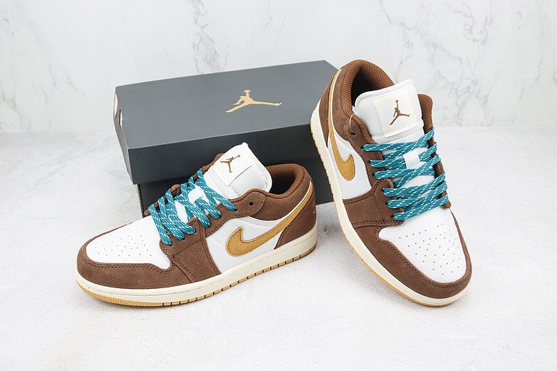 Air Jordan 1 Low "Brown/White/Blue Lacing" фото № 7