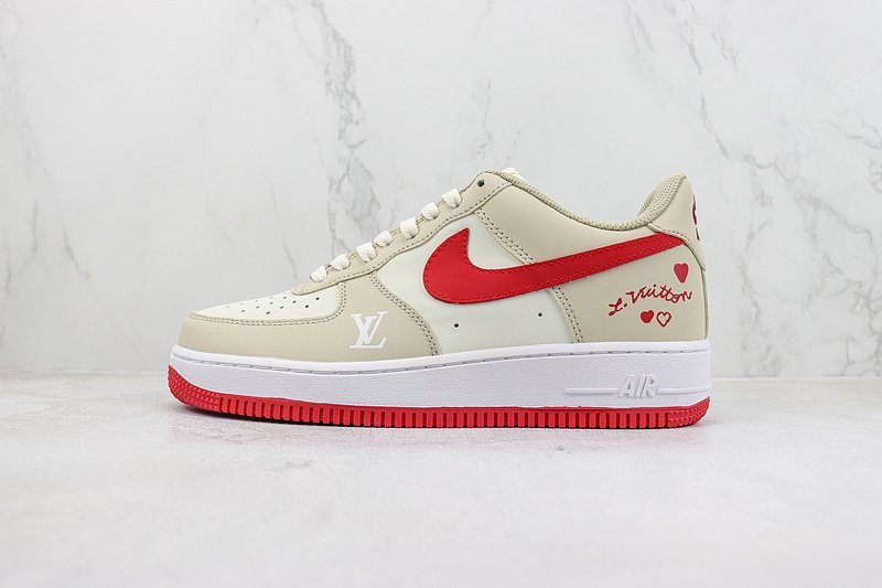 Louis Vuitton x Nike Air Force 1 Low "Beige/Red" фото № 2
